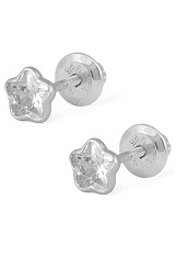 beautiful small clear silver cz baby birthstone earrings